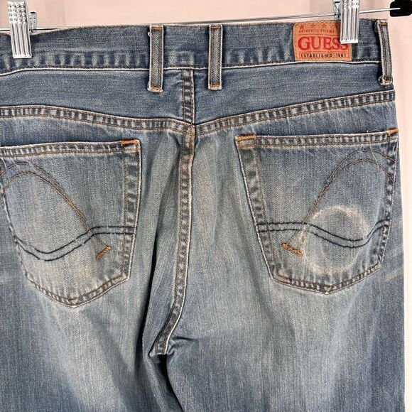 Vintage Guess Jeans Womens Distressed Straight Leg Jeans Blue Denim Size W32 L30 - Picture 9 of 16